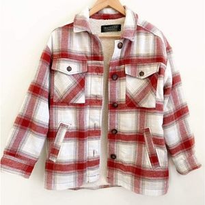 BRICK AND CREAM PLAID SHACKET